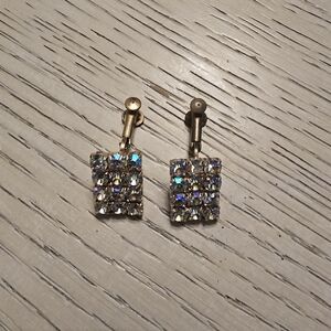 Vintage Rhinestone Clip On Earrings